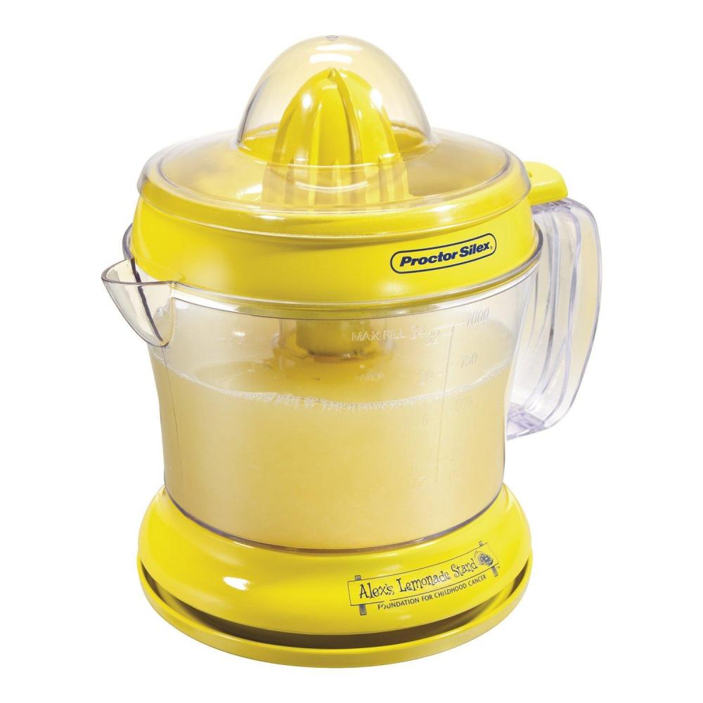 image:imageProctor Silex Alexs Lemonade Stand Electric Citrus Juicer Machine Large 34 oz Pitcher Pressure Activated for Lemons Limes and Oranges 34 oz Includes 2 Reamers amp Recipe Book Yellow 6634134 oz Discontinued