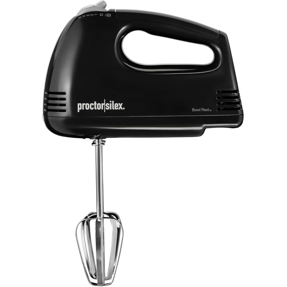 image:imageProctor Silex Easy Mix 5Speed Electric Hand Mixer with Bowl Rest Compact and Lightweight 100 Watts of Peak Power Black 62507PSBlack