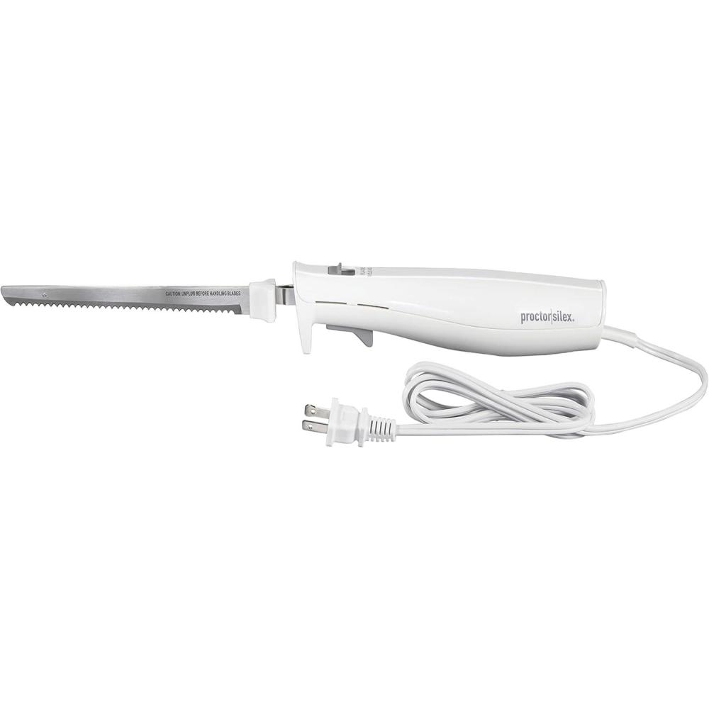 image:imageProctor Silex Easy Slice Electric Knife for Meat Slicing Poultry Bread Crafting Foam and More Lightweight with Contoured Grip White 74312