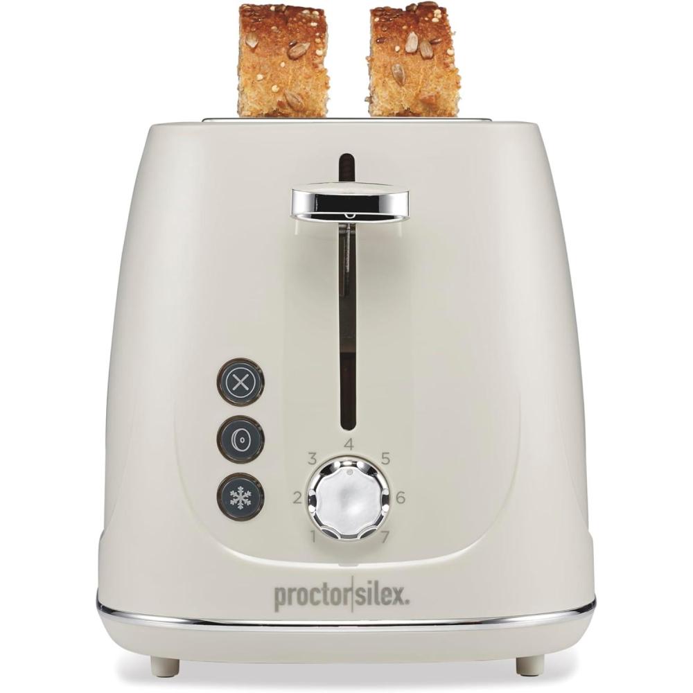 image:imageProctor Silex Plastic 2 Slice Toaster Bagel Defrost amp Cancel Buttons Browning Control With 7 Shades Auto Shutoff SlideOut Crumb Tray Oat White 22660Oat White