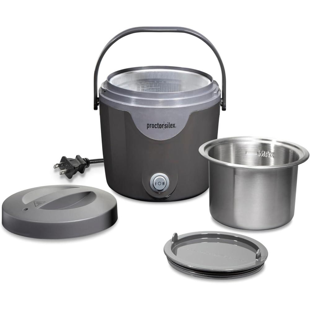 image:imageProctor Silex Portable Electric Lunch Box Food Heater and 20 oz Meal Warmer with BuiltIn Carry Handle High and Low Heat Settings 33120C