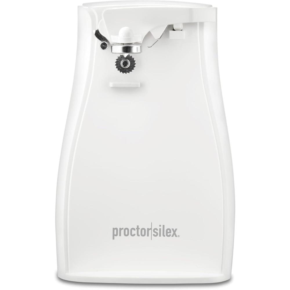 image:imageProctor Silex Power Electric Automatic Can Opener for Kitchen with Knife Sharpener Twistoff EasyClean Lever Cord Storage White 75224PSWhite