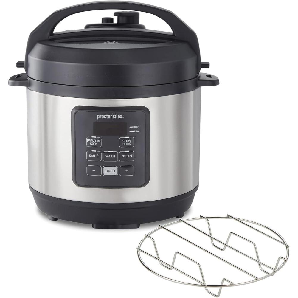 image:imageProctor Silex ProctorSilex Simplicity 4in1 Electric Pressure Cooker 3 Quart MultiFunction With Slow Cook Steam Saut Rice Stainless Steel 34503