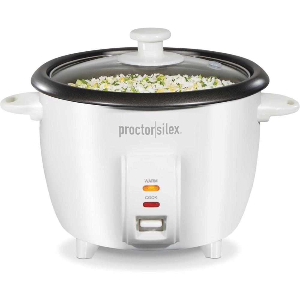 image:imageProctor Silex Rice Cooker amp Food Steamer 16 Cups Cooked 8 Cups Uncooked Includes Steam and Rinsing Basket Black 37527White
