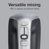 Proctor Silex 5-Speed + Boost Electric Hand Mixer with Powerful 1.3 Amp DC Motor For Effortless Mixing & Consistent Speed in Thick Ingredients, Slow Start, Silver (62501)