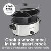 Proctor Silex Double Dish Slow Cooker with 6qt Crock and Dual 2.5qt Nonstick Insert to Cook Two Meals at Once, Dishwasher Safe Pot & Lid, Silver (33563)