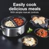 Proctor Silex Double Dish Slow Cooker with 6qt Crock and Dual 2.5qt Nonstick Insert to Cook Two Meals at Once, Dishwasher Safe Pot & Lid, Silver (33563)
