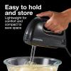 Proctor Silex Easy Mix 5-Speed Electric Hand Mixer with Bowl Rest, Compact and Lightweight, 100 Watts of Peak Power, Black (62507PS)(Black)