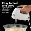 Proctor Silex Easy Mix 5-Speed Electric Hand Mixer with Bowl Rest, Compact and Lightweight, 100 Watts of Peak Power, Black (62507PS)(White)