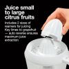 Proctor Silex Electric Citrus Juicer Machine, Large 34 oz. Pitcher, Pressure Activated, 2 Reamers for Big and Small Fruit, Pulp Control, for Orange, Lemon, Grapefruit Juice, White & Green (66340)(White)
