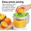 Proctor Silex Electric Citrus Juicer Machine, Large 34 oz. Pitcher, Pressure Activated, 2 Reamers for Big and Small Fruit, Pulp Control, for Orange, Lemon, Grapefruit Juice, White & Green (66340)(White & Green)