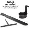 Proctor Silex Electric Crepe Maker with 13” PFAS-Free Nonstick Griddle for Eggs, Pancakes, Omelets and Quesadillas, with Temperature Control, Spatula, Spreader, Batter Cup, Stainless Steel (38400MN)