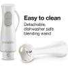 Proctor Silex Electric Immersion Blender with Detachable Dishwasher Safe Handheld Hand Blender Stick, 2-Speeds, 150 Watts, White (59739)(150 Watts)