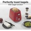 Proctor Silex Plastic 2 Slice Toaster, Bagel, Defrost & Cancel Buttons, Browning Control With 7 Shades, Auto Shutoff, Slide-Out Crumb Tray, Oat White (22660)(Red)