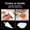 Proctor Silex Waffle Cone and Ice Cream Bowl Maker with Browning Control, Shaper Roller and Cup Press, 7.5” PFAS-Free Nonstick Plates, White (26410MN)