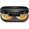 Proctor Silex Mini Waffle Maker Machine with 4” Round Non-stick Grids, Make Personalized Individual Breakfast Keto Chaffles and Hashbrowns, Compact, Black (26100)(Double Compartments)