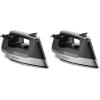 Proctor Silex Steam Iron for Clothes with Durable Stainless Steel Soleplate, 1500 Watts, 8’ Retractable Cord, 3-Way Auto Shutoff, Anti-Drip, Gray and Black (14250)(8’ Retractable Cord  (Pack of 2))