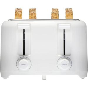 Proctor Silex 4 Slice Toaster with Extra Wide Slots for Bagels, Cool-Touch Walls, Shade Selector with 7 Browning Levels, Toast Boost, Auto Shut-off and Cancel Button, White (24214PS)(White)