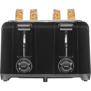 Proctor Silex 4 Slice Toaster with Extra Wide Slots for Bagels, Cool-Touch Walls, Shade Selector with 7 Browning Levels, Toast Boost, Auto Shut-off and Cancel Button, White (24214PS)(Black)