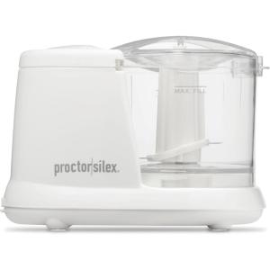 Proctor Silex Durable Electric Vegetable Chopper & Mini Food Processor for Chopping, Puree & Emulsify, 1.5 Cup, White(1.5 cups  White)