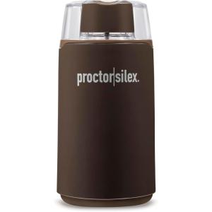 Proctor Silex Electric Coffee Grinder for Beans, Spices and More, Stainless Steel Blades, 12 Cups, White(Brown)