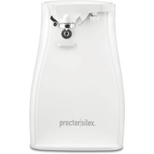 Proctor Silex Power Electric Automatic Can Opener for Kitchen with Knife Sharpener, Twist-off Easy-Clean Lever, Cord Storage, White (75224PS)(White)