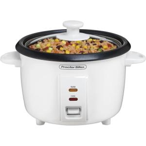 Proctor Silex Rice Cooker & Food Steamer, 16 Cups Cooked (8 Cups Uncooked), Includes Steam and Rinsing Basket, Black (37527)(White (37534NR))