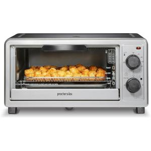 Proctor Silex Simply-Crisp Air Fryer Toaster Oven Combo with 4-in-1 Functionality (Air Fry, Bake, Broil & Toast), 1200 Watts, Fits 4 Slices or Personal Pizza, Auto Shutoff, Black (31265)(Black)