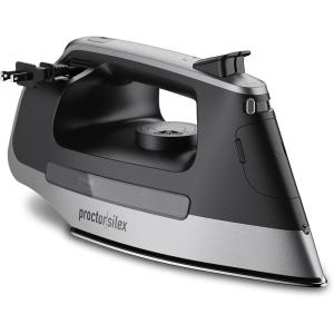 Proctor Silex Steam Iron for Clothes with Durable Stainless Steel Soleplate, 1500 Watts, 8’ Retractable Cord, 3-Way Auto Shutoff, Anti-Drip, Gray and Black (14250)(8’ Retractable Cord )